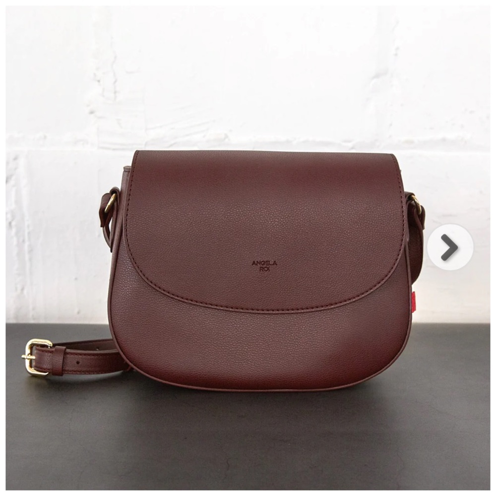 Angela Roi Florence Saddle Crossbody Bag Bordeaux Vegan Leather
